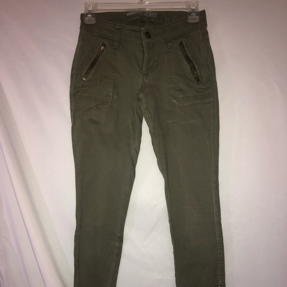 Army green rockstar jeans